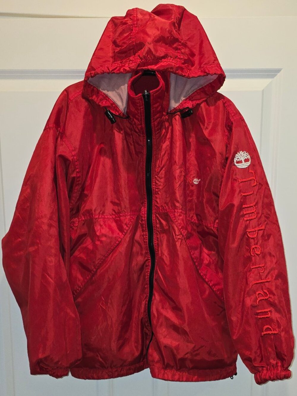 Vintage Timberland Weathergear Fleece Lined Windbreaker Jacket Red L
